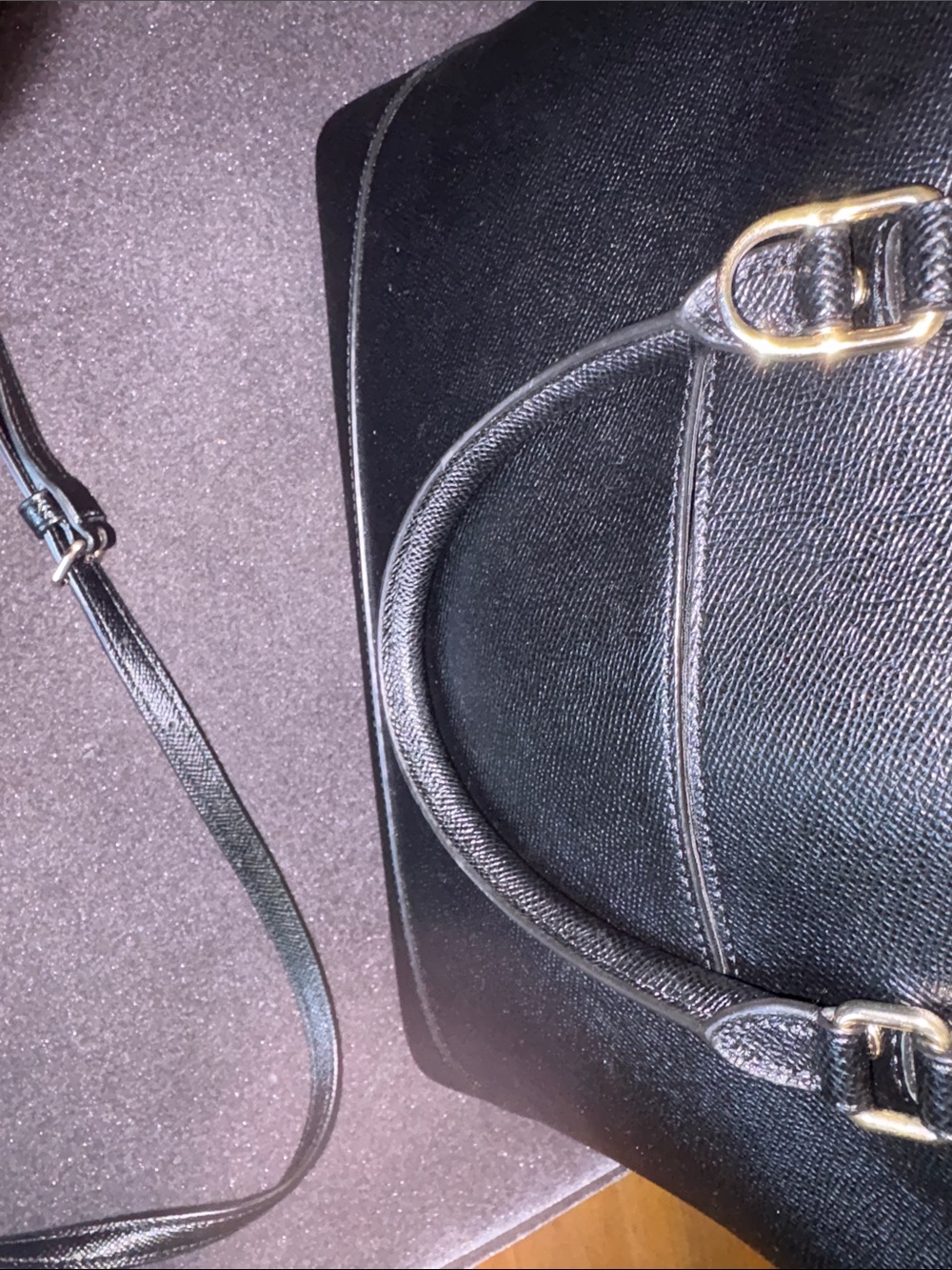 Coach Black Leather Dome Satchel with Gold Hardware and Detachable Strap - Picture 10 of 11